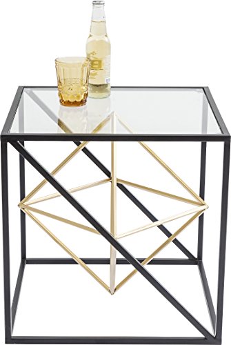 Kare Design Beistelltisch Prisma Gold, edler Couchtisch aus Glas, Tisch mit Metall-Streben, Couchtisch, Wohnzimmer, Sofatisch, Nachttisch, 45x45x45 cm (H/B/T) im Sale
